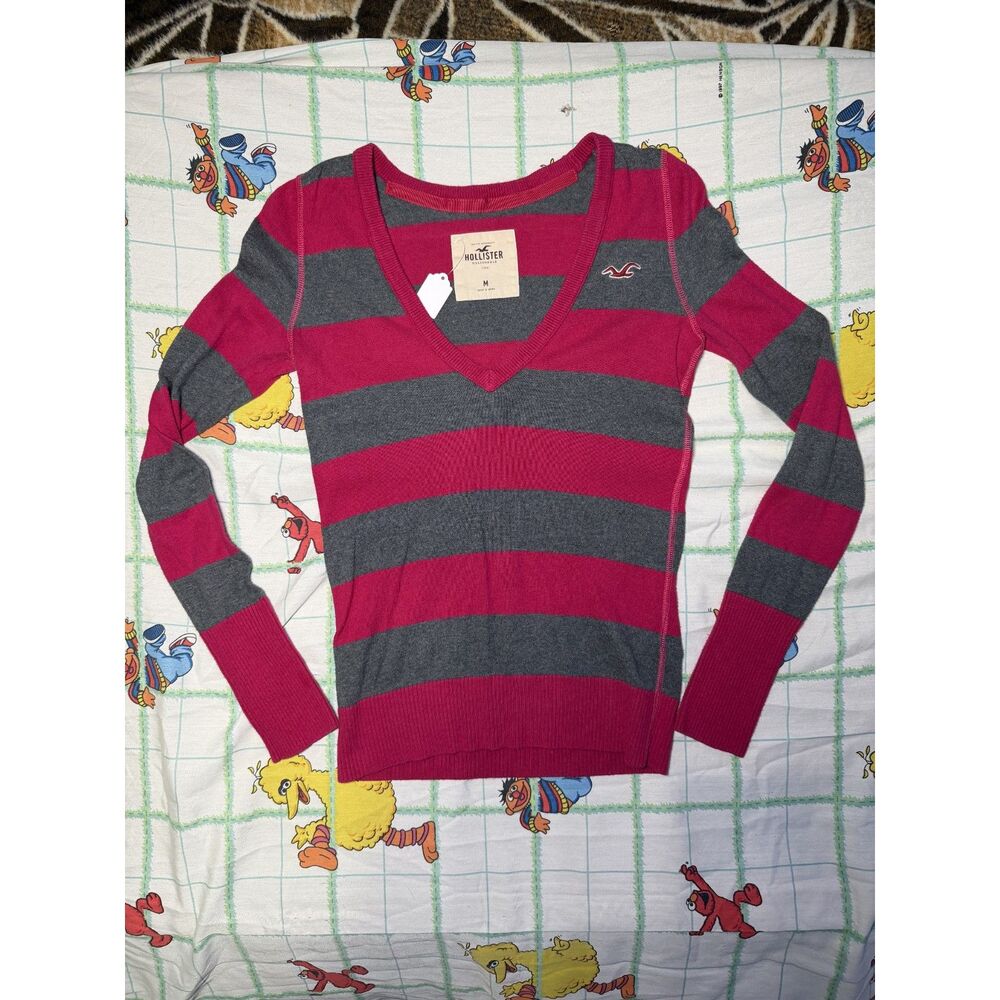 Hollister Striped babydoll y2k long sleeve shirt wome's size medium